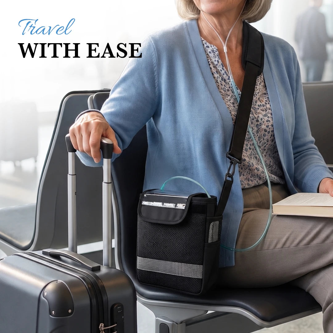 Shoulder Strap Carry Bag For 1-7L/Min Portable Oxygen Concentrator | Protective Travel Case