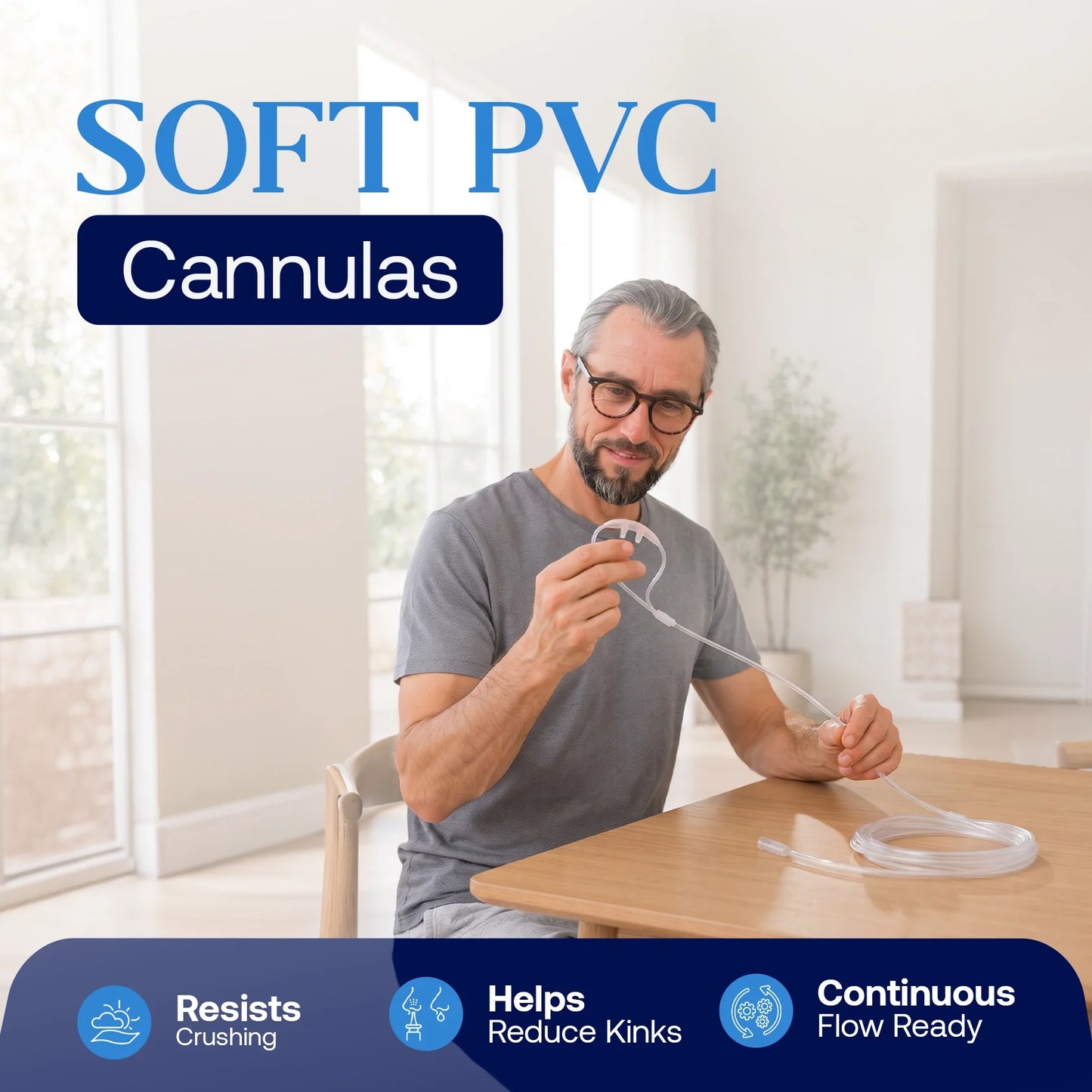 5 Pieces Nasal Cannulas For 1-3L/Min Portable Oxygen Concentrator | Soft PVC Tubing
