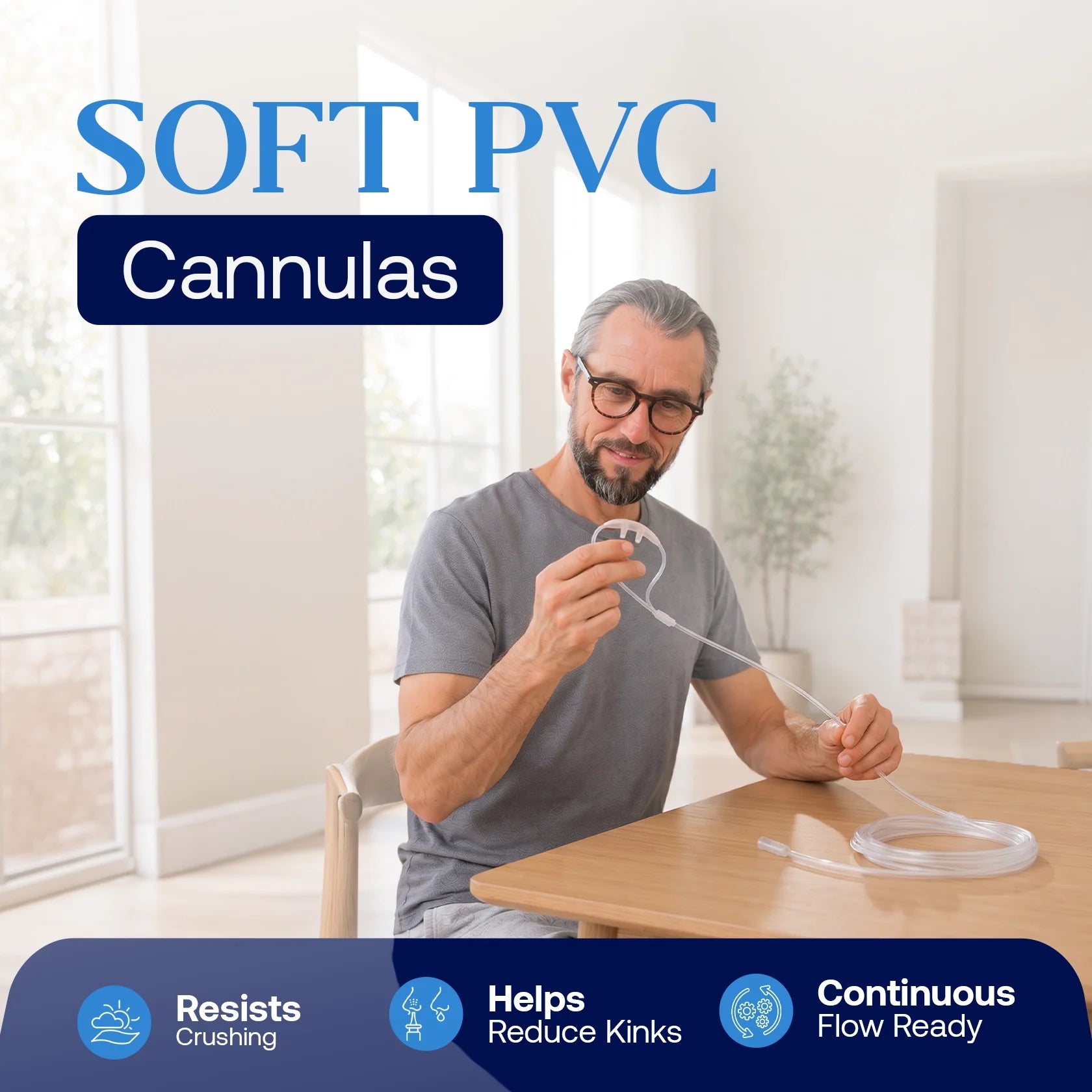 5 Pieces Nasal Cannulas For 1-3L/Min Portable Oxygen Concentrator | Soft PVC Tubing