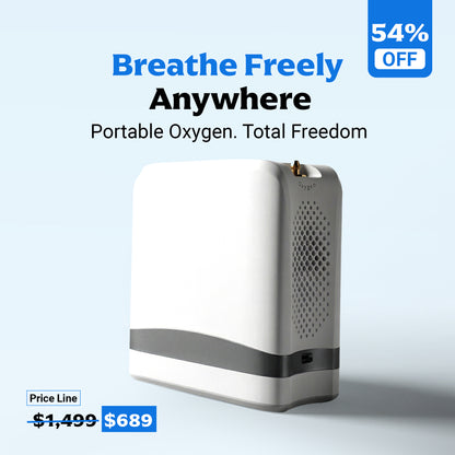 1-7/Min Portable Oxygen Concentrator | Continuous Flow for Home & Travel | 90–94% Purity