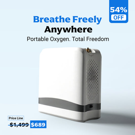 AI Powered Portable Oxygen Concentrator With Smart Pulse Flow | 1–7L Adjustable Oxygen Output | 90–94% Oxygen Purity