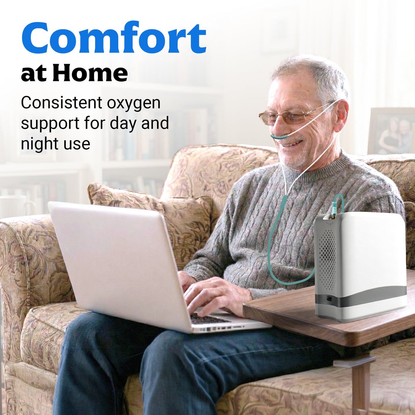 1-7/Min Portable Oxygen Concentrator | Continuous Flow for Home & Travel | 90–94% Purity