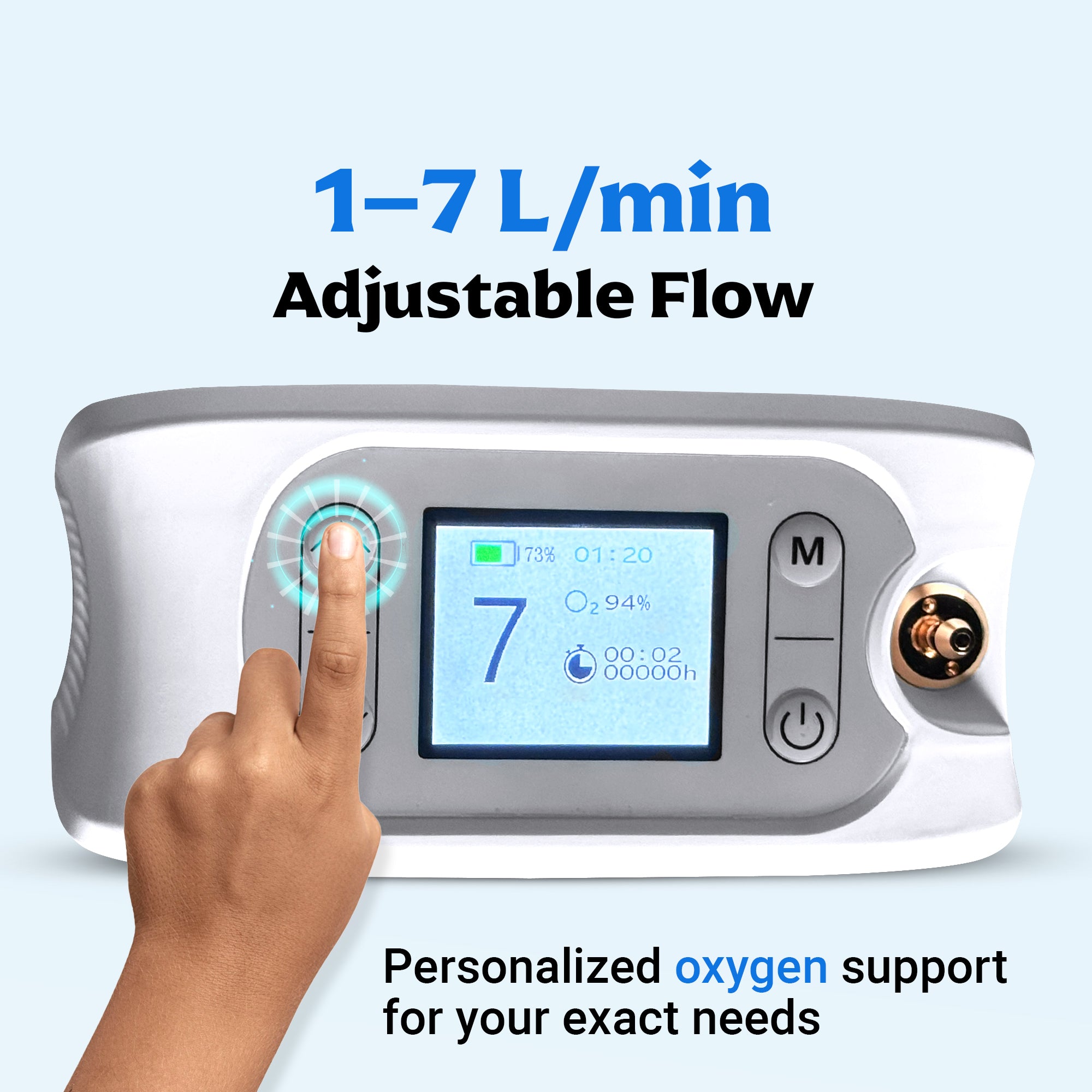 1-7/Min Portable Oxygen Concentrator | Continuous Flow for Home & Travel | 90–94% Purity