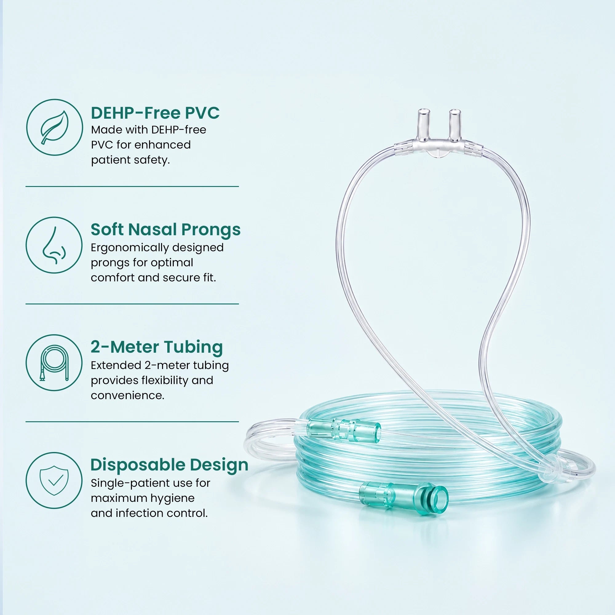 5 Pieces Nasal Cannulas For 1-7L/Min Portable Oxygen Concentrator | 2M Flexible PVC Tubing