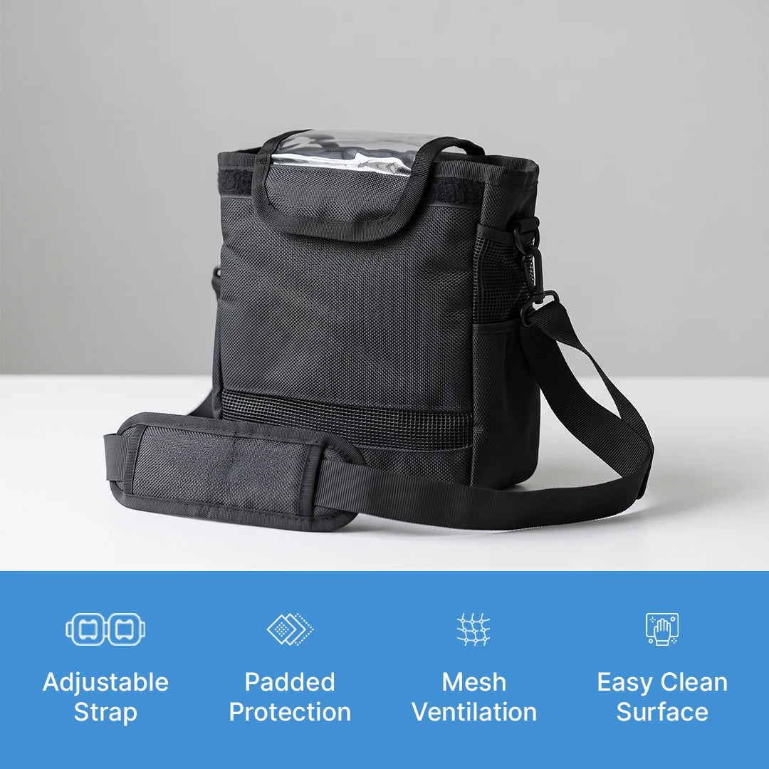 Shoulder Strap Carry Bag For 1-7L/Min Portable Oxygen Concentrator | Protective Travel Case