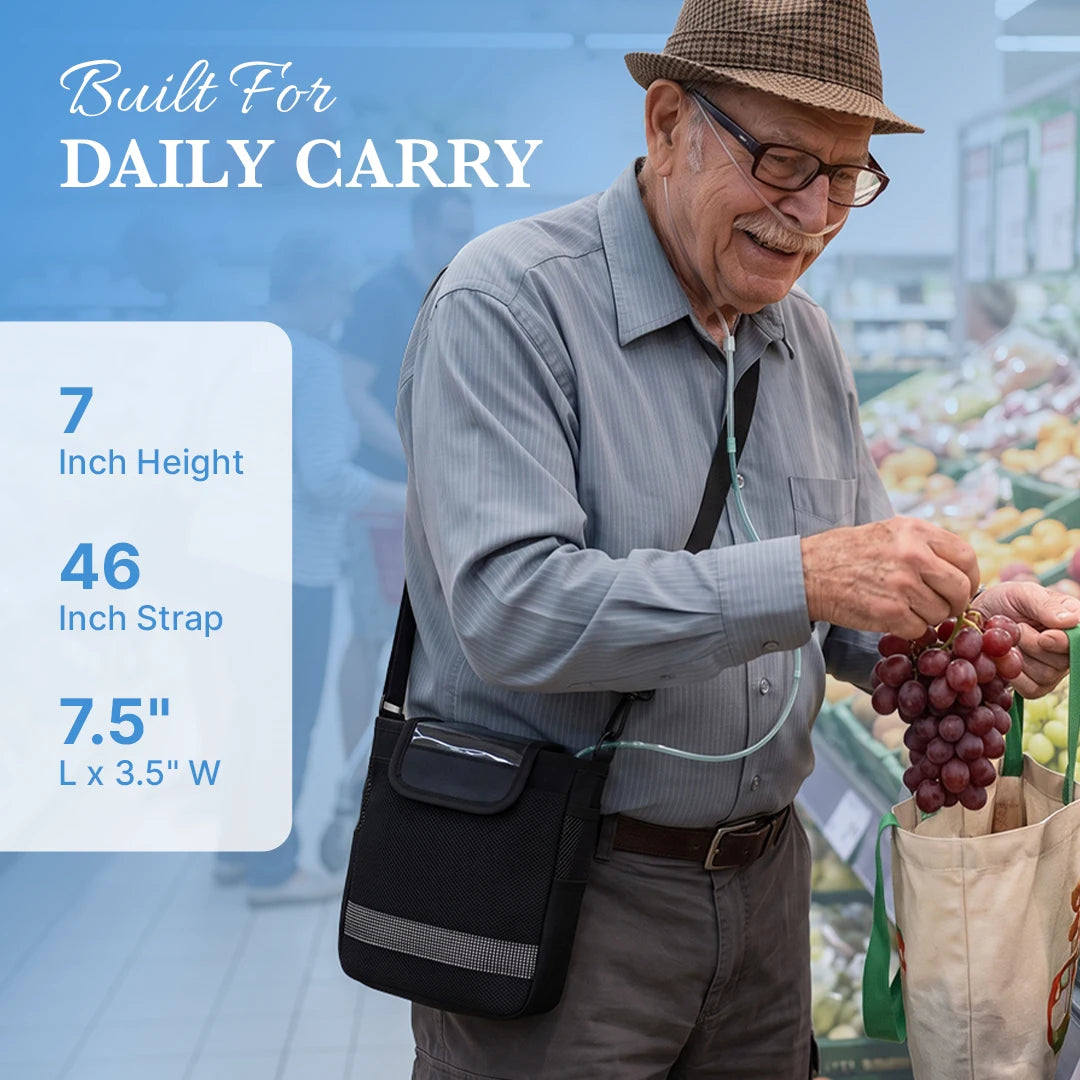 Shoulder Strap Carry Bag For 1-7L/Min Portable Oxygen Concentrator | Protective Travel Case