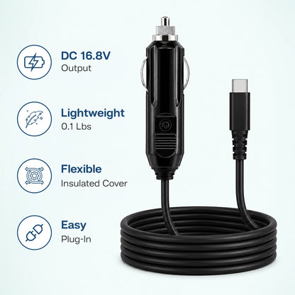 Car Charging Cable For 1-7L/Min Portable Oxygen Concentrator | 16.8V Vehicle Power Support
