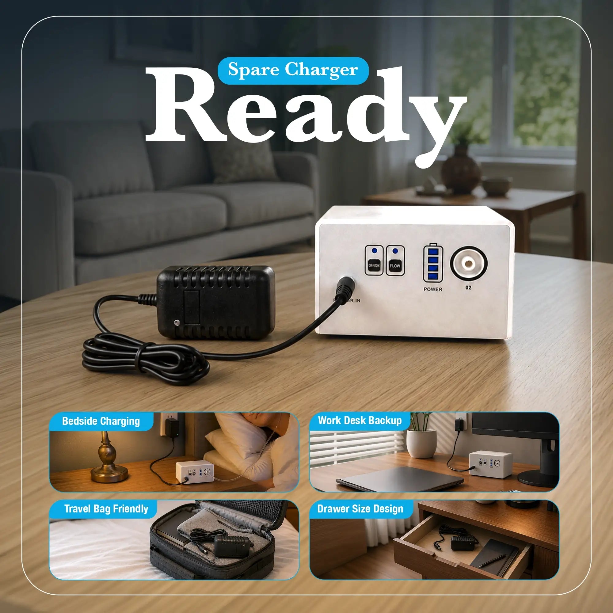 Wall Adapter For 1-3L/Min Portable Oxygen Concentrator | 4.2V Li-ion Charger