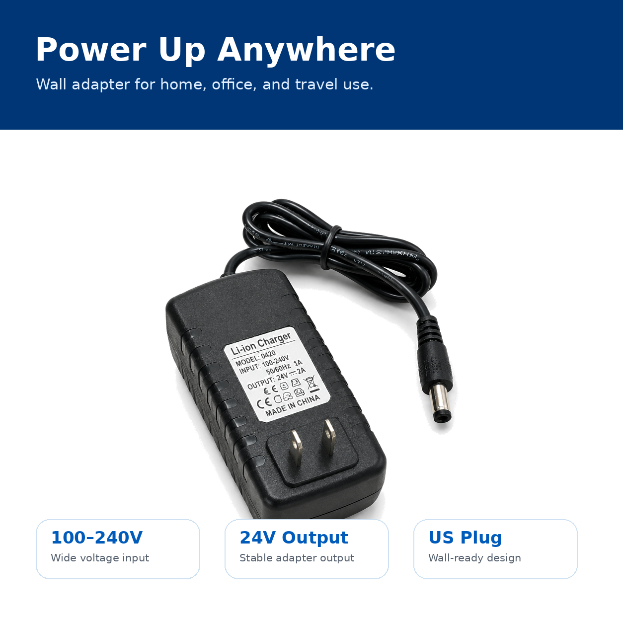 Wall Adapter For 1-3L/Min Portable Oxygen Concentrator | 4.2V Li-ion Charger